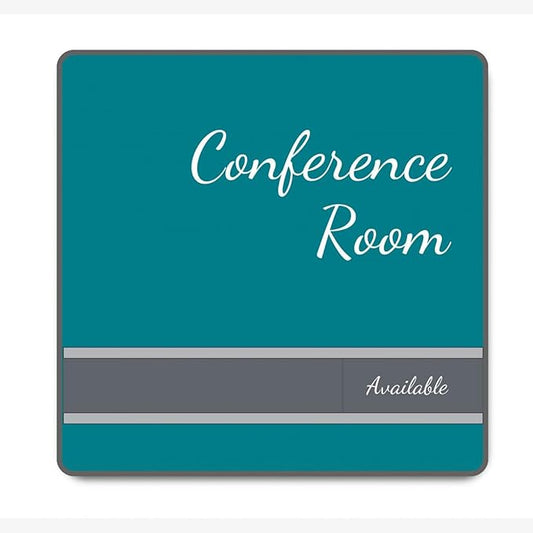 NapTags Conference Room Slider Signs (Bahama Blue - Black Frame, 6" x 6")