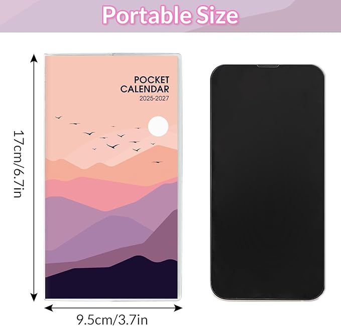 Pocket Calendar 2025-2027, Monthly Planner 2025-2027 - 3.7" x 6.7" - Runs from July 2025 Until December 2027, 2026 Pocket Calendar with PVC Cover for Organizing & Planning