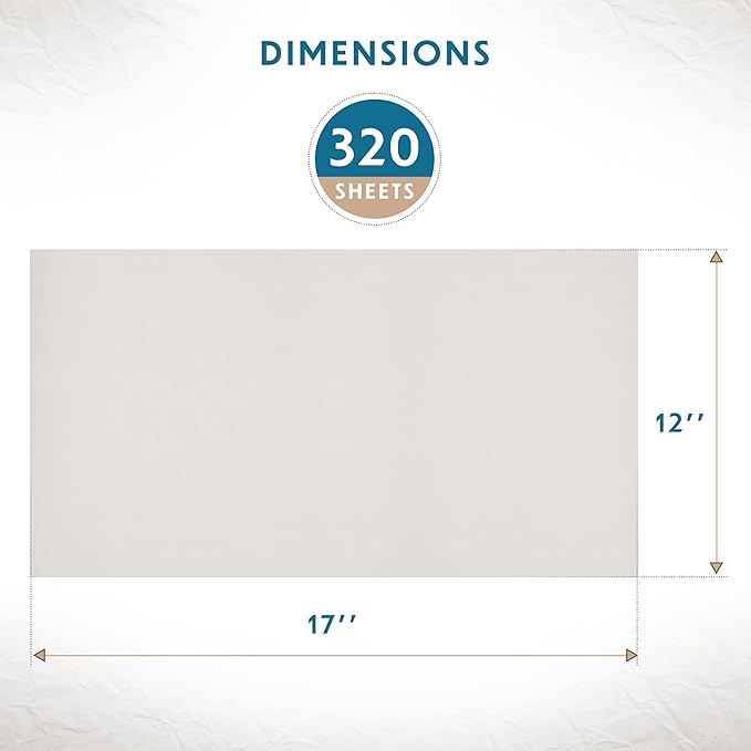 Packing Paper Sheets for Moving - 320 Sheets, Blank Newsprint Paper Sheets for Wrapping, Shipping, Arts & Crafts - Bulk Protective Paper for Box Filler, Cushioning & Protecting Fragile Items - 12x17