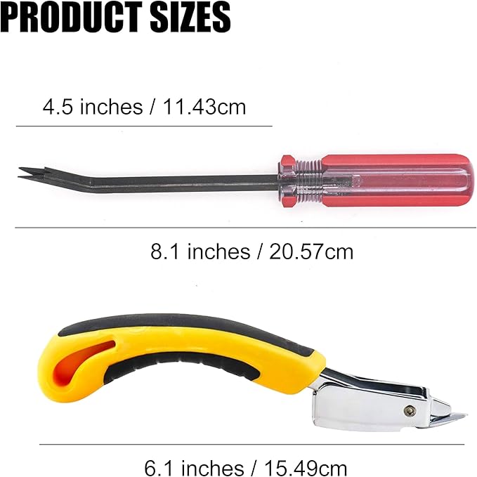 Staple Remover Heavy Duty Tack Puller with Double Pronged Head, Industrial Staple Remover Upholstery Tool for Furniture, Floor, Carpet, Carton (Red Handle)