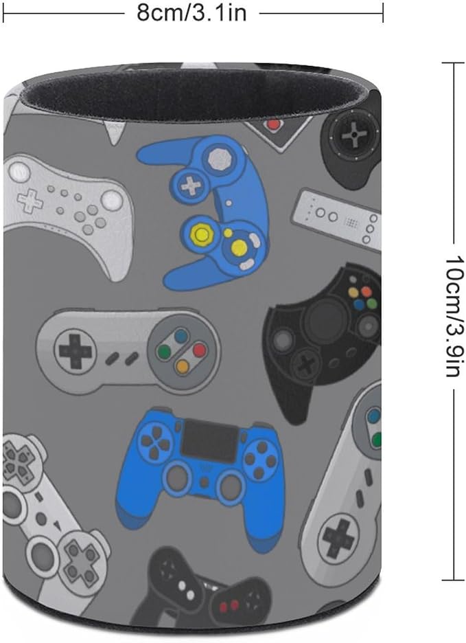 Funny Video Game Pen Holder Pencil Organizer Cute Pencil Cup Desk Decor Makeup Brush Holder PU Multifunctional Office Suppliesfor Home Classroom School