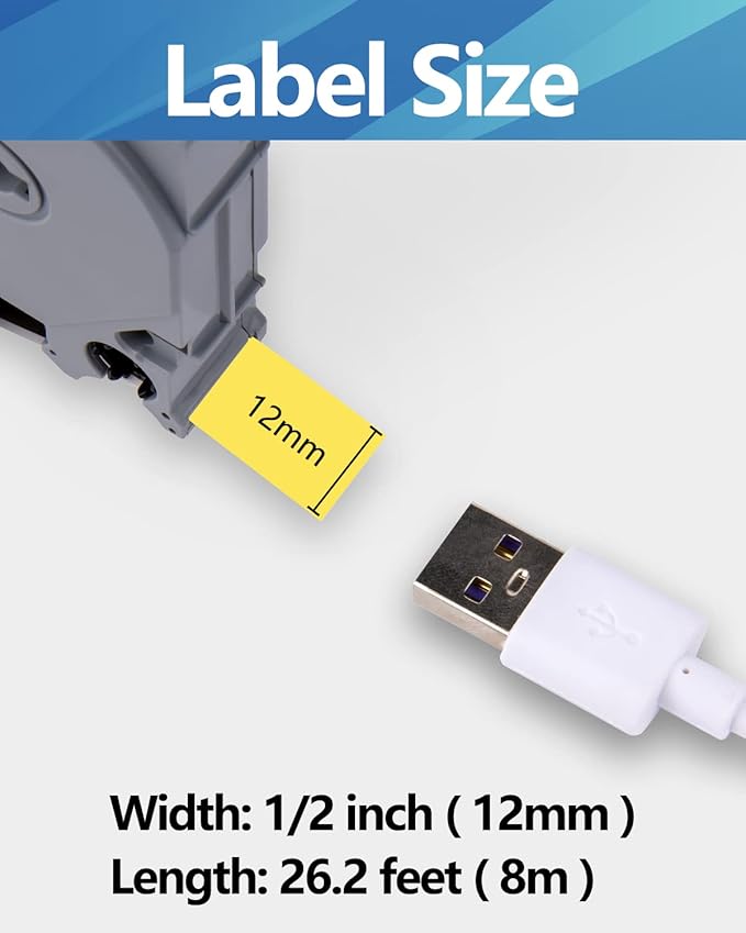 Weemay 3 Pack TZe-631 Compatible for Brother P-Touch Label Tape 12mm 0.47 Black on Yellow TZe TZ Tape TZ-631 TZ631 TZe631 for PTD210 PTD220 PTH110BP PTD410 PTD600 Printer, 0.47" x 26.2'