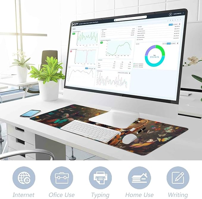 Oversized Non-Slip Mouse Pad for Gaming and Work - XXL Size with Easy Gliding Surface and Rubber Base - Perfect for Office and Home - Cute Owl and Rainbow Design