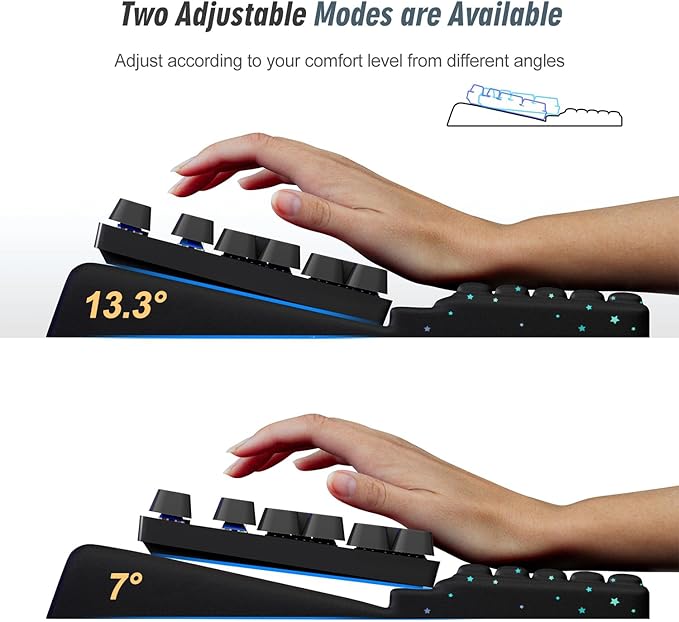 Computer Keyboard Stand with Wrist Rest,Comfy Ergonomic Tilted Keyboard Holder,Keyboard Tray Support for Office Home (Blue Starry Sky)