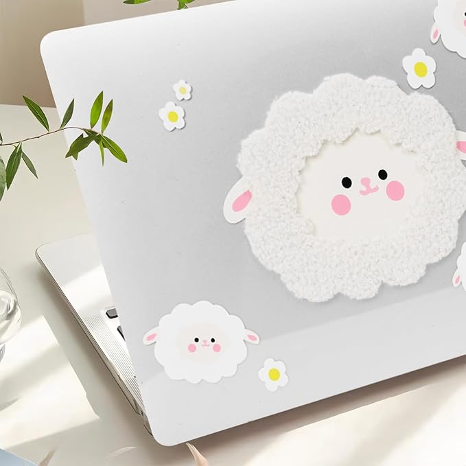 DTangLsm Compatible with MacBook Air 13 inch Case 2022 2021 2020-2018 Model A2337 M1 A2179 A1932 Cute Cartoon Clear Plastic Hard Shell Case with Cute Plush Sheep & Keyboard Cover, Cute Cartoon Sheep