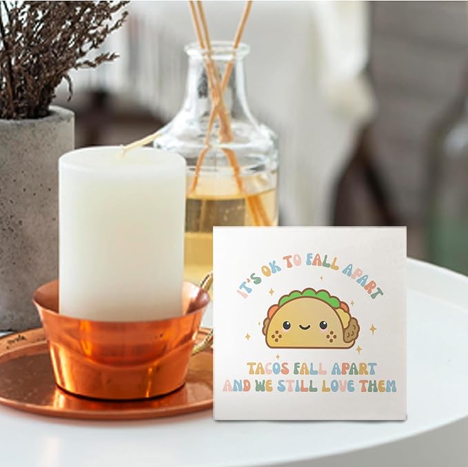 Mental Health Wood Sign - Funny Classroom Mental Health Wood Signs, School Counselor Office Decor, Therapy Office Calm down Corner Decor, 5 X 5 Inches