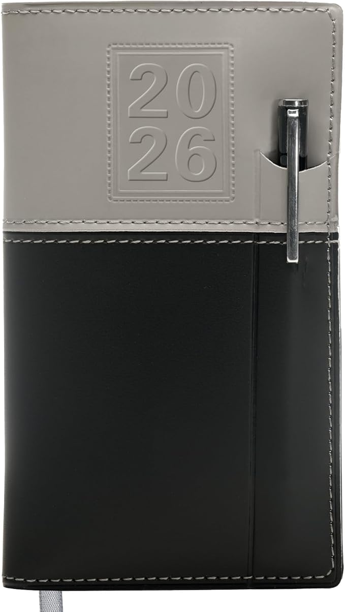 2026 Pocket Planner/Pocket Calendar and Pen, 3.5"x6": Includes 14 Months (November 2025 - December 2026) / 2026 Weekly Planner/Weekly Agenda/Monthly Calendar Organizer (Gray/Black)