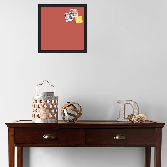 PinPix 16x16 Inch Cork Bulletin Board. This Decorative Framed Pin Board Comes with Crimson Pastel Design and a Satin Black Frame. Ideal for Home Office Decor or Message Board (PinPix-1807)