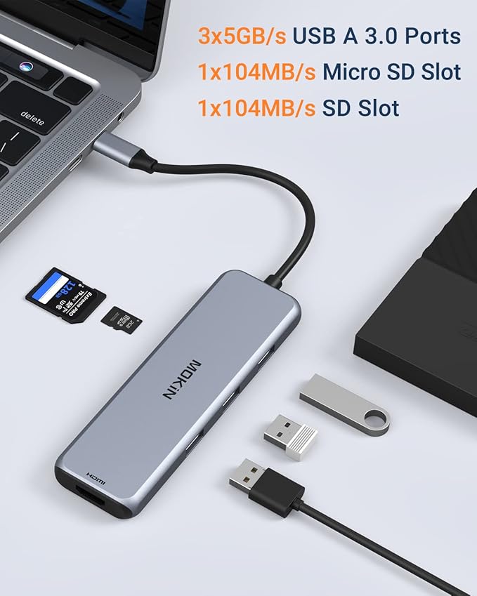 Docking Station Dual DisplayPort, MOKiN USB C Hub Dongle with 2 DP, HDMI, 3 USB A 3.0, SD & Micro SD Slot, PD Charging Port for MacBook/Dell XPS/Steam Deck/HP/Lenovo ThinkPad/Microsoft Surface