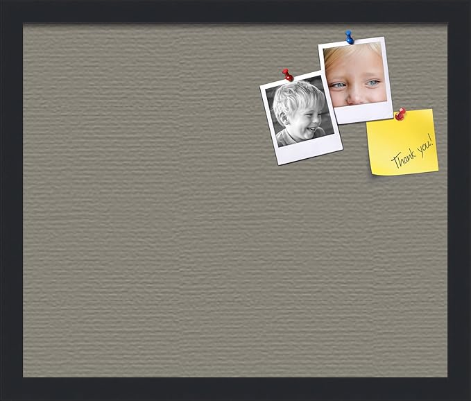 PinPix 18x15 Inch Cork Bulletin Board. This Decorative Framed Pin Board Comes with Pewter Design and a Satin Black Frame. Ideal for Home Office Decor or Message Board (PinPix-1812)