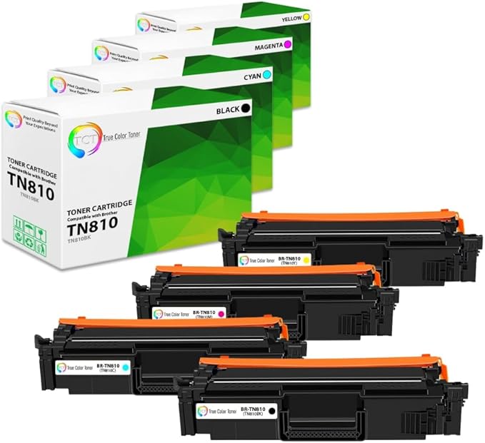 TCT TN810 Toner Cartridge 4 Pack - Compatible Replacement for Brother TN810 TN-810 Works with Brother HL‐L9410CDN L9430CDN MFC‐L9610CDN Printers (Black Cyan Magenta Yellow)
