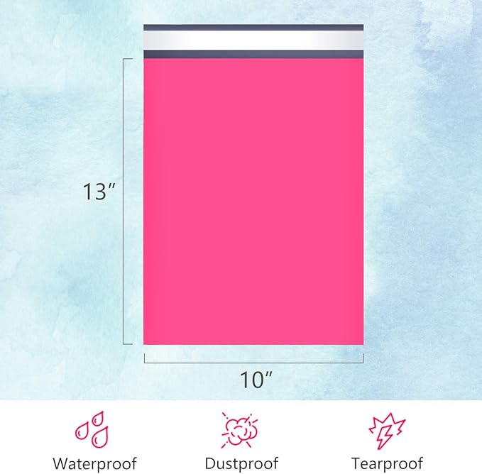 UCGOU Poly Mailers 10x13 Inch Hot Pink 200 Pack Shipping Bags #4 Strong Mailing Envelopes Boutique Packaging Postal Self Seal Adhesive Waterproof and Tear Proof Small Business for Clothes Books