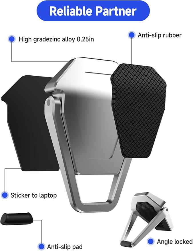 Portable Laptop Stand, Mini Aluminum Keyboard Riser,Foldable Cooling Pad,Ergonomic Adjustable Laptop Stand Holder for 11.6-17 Inch Laptops for MacB00k Air/Pro,Silver