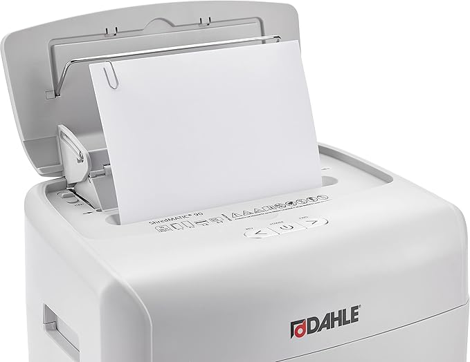 Dahle ShredMATIC SM 90 Auto-Feed Paper Shredder, Cross Cut, 90 Sheet Feed Tray, German Engineered, Jam Protection, Oil Free, SmartPower, P-4 Security, Shreds Staples/Paper Clips/Credit Cards