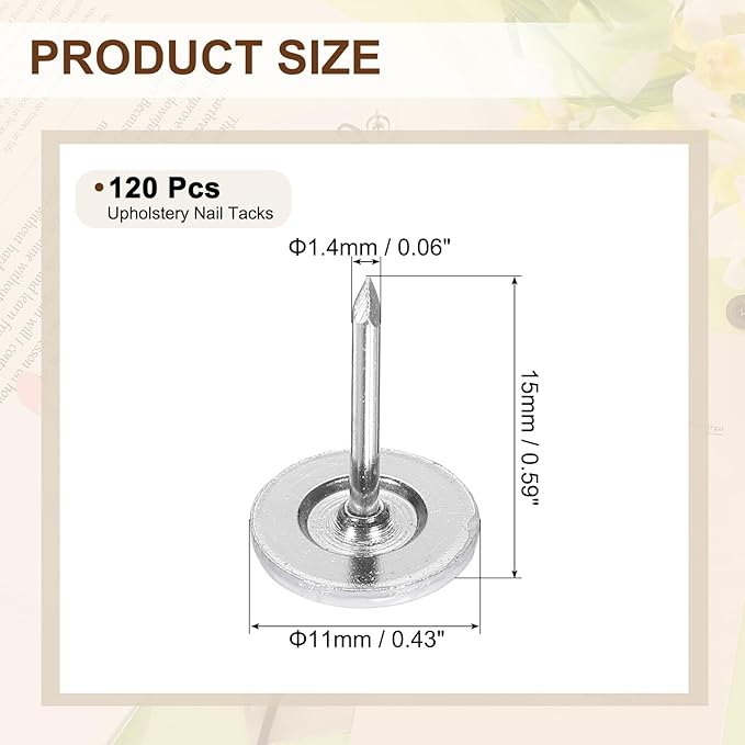 uxcell 120Pcs Push Pins, 11mmx10mm Round Flat Head Decorative Thumb Tacks Upholstery Tacks for Cork Board Office Wall Hangings, White