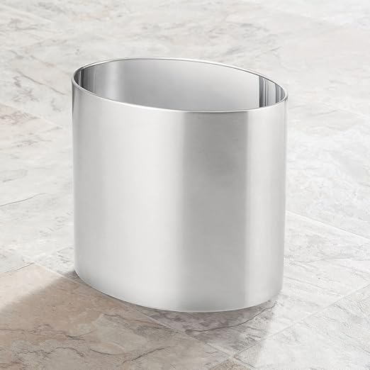 mDesign Stainless Steel Metal Oval Trash Can, 7.9 Liter/2.09 Gallon Wastebasket, Garbage Basket Bin for Bathroom, Bedroom, Kitchen, Office, Holds Waste and Recycle, Mirri Collection, Brushed/Chrome