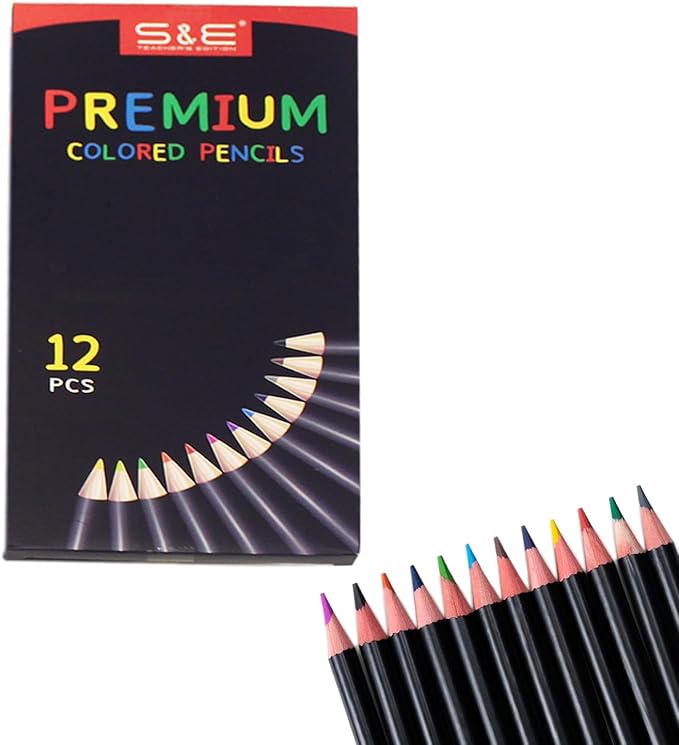S & E TEACHER'S EDITION Colored Pencils 12Pcs, Pre-sharpened Super Soft Core Lead, Kid's Colored pencils, Drawing Pencils, Woodcase Lead Pencils, Coloring Pencil Bulk Back to School Supplies