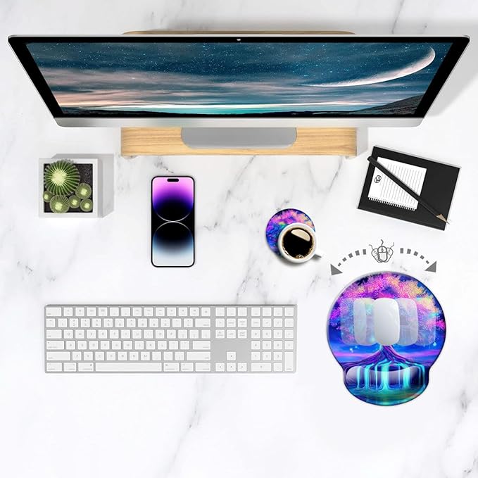 Ergonomic Mouse Pad with Wrist Support,Mouse Pad with Wrist Rest,Relieve Wrist Pain Mousepad Non-Slip Rubber Base,Mouse Pads for Desk,Computers,Laptop,Office,Home,Accessories Tree of Life