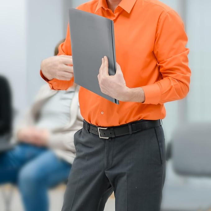 Patelai 48 Pcs Plastic Folders with 2 Pockets and 3 Prongs Home Folders with Card Slot Letter Size Heavy Duty Report Covers for Back to School(Gray,Classic)