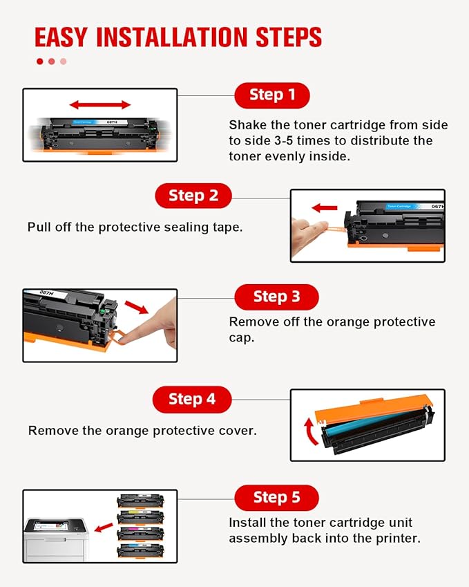 067H 067 Toner Cartridge Set 4 Pack High Yield Compatible for Canon 067H 067 Replacement for Canon imageCLASS LBP633Cdw LBP632Cdw MF653Cdw MF654Cdw MF656Cdw Printer | CRG-067H CRG067H (B/C/M/Y,4 Pack)