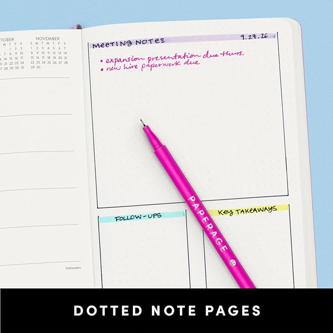 PAPERAGE 2026 Weekly & Monthly Planner, 12 Months (January 2026 - December 2026), 5.6 in x 8 in, Hardcover 2026 Planner with Weekly & Monthly Spreads, Note Pages, Stickers & Back Pocket – Cognac