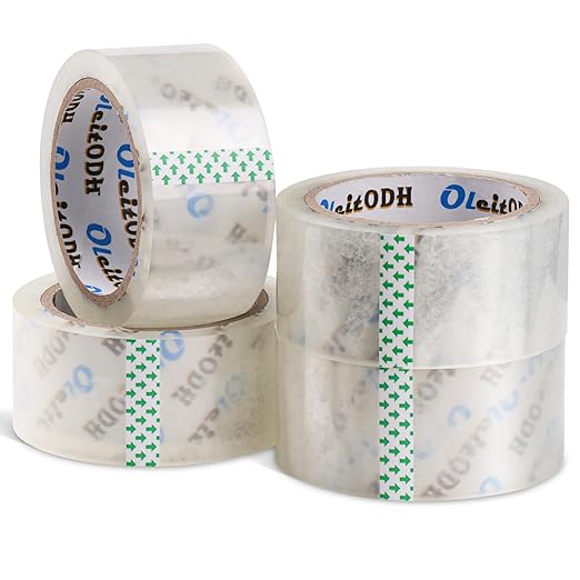 Packing Tape, 4 Rolls Shipping Tape Bulk, 1.88" X 60 Yd, 240 Yds, 2.7 Mil, 3" Core, Clear Heavy Duty for Moving Boxes, Package, Mailing