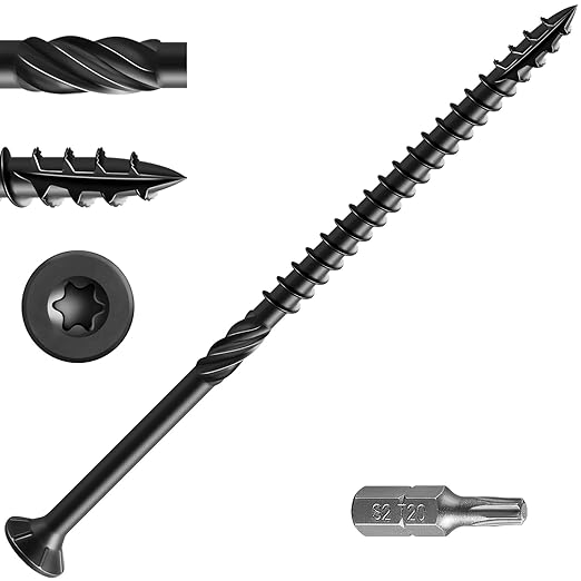 #10 * 4" Black Deck Screws, (106pcs) 2 lbs.Exterior Wood Screws, Rust Resistant epoxy Coated, Bronze, T25 Star Bit