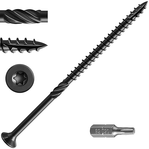 #12 * 7" Black Deck Screws, (110pcs) 5 lbs.Exterior Wood Screws, Rust Resistant Epoxy Coated, Bronze, T20 Star Bit