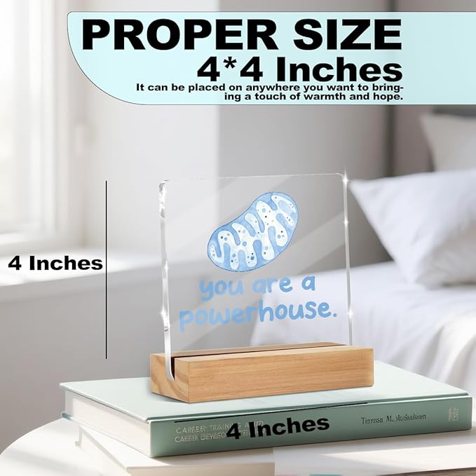 Biology Gifts for Women Men, Science Motivational Quote Sign, Thank You Gifts for Home Office Desk Acrylic Decorative Signs for Teachers Colleague Healthcare Providers, 4 x 4 Inch