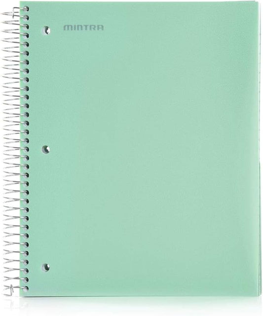 Mintra Office Durable Spiral Notebooks, 5 Subject (Sage Green, College Ruled 1pk)