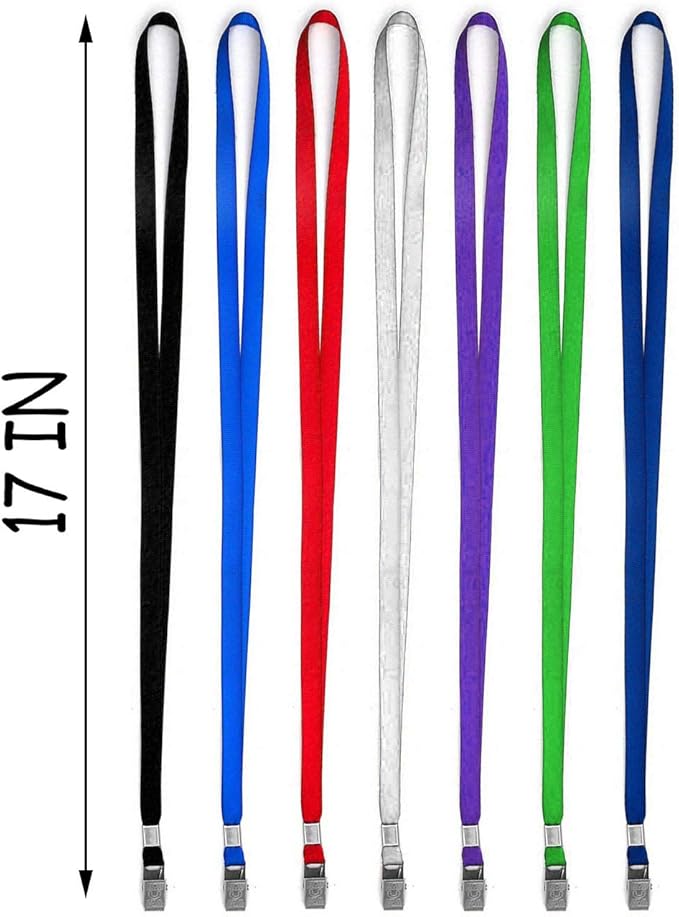 Beebel Lanyards 100 Pack Nylon Flat Badge Lanyard for Id Badge Name Tag (Navy Blue, 100 Pack)