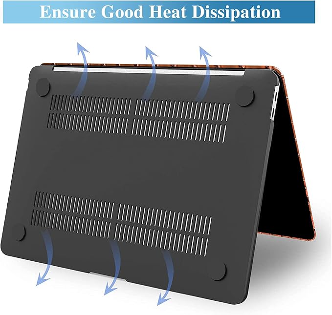 KEROM Compatible with Crocodile MacBook Air 13 Inch Case 2025-2022 M4 M3 M2 A3240 A3113 A2681, Textured Elegant Luxury Aligator Skin Snakeskin PU Leather Hardshell Case & Keyboard Cover, Brown