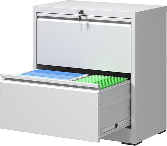Locking Filing Cabinet with 2 Drawer Heavy Duty Large Metal Cabinets Home Office Lateral File Cabinets Wide Steel Cabinet for Legal/Letter Size File,Assembly Required