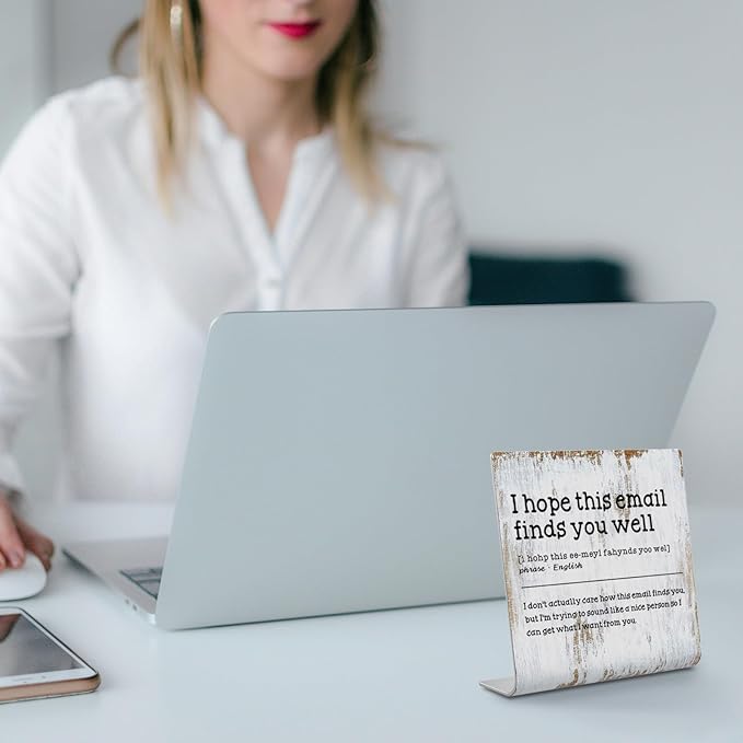 I Hope This Email Finds You Well Definition Plaque, Humorous Office Decor Gift for Coworkers, Small Cute Gifts for Colleagues, XUV116