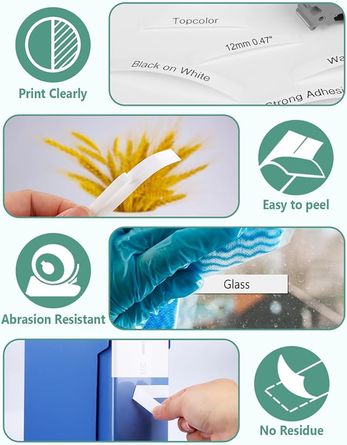 5-Pack Tze Tz Tape 12mm 0.47" White Compatible for Brother 12mm 0.47" Laminated White Tze-231 Tz231 P Touch Label Tape 12mm 1/2" for PT-D210 PT-D202 PT-D220 PTD410 PTD600 PTD400 PT2430