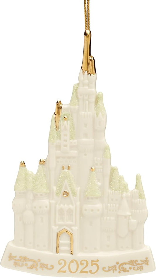 Lenox Ornaments, 2025 Cinderella Castle Christmas Tree Ornament, Porcelain with Gold Cord for Tree Decoration, Christmas Decorations Ornaments, Winter Decor, Cinderalla Castle Design (1 Piece)