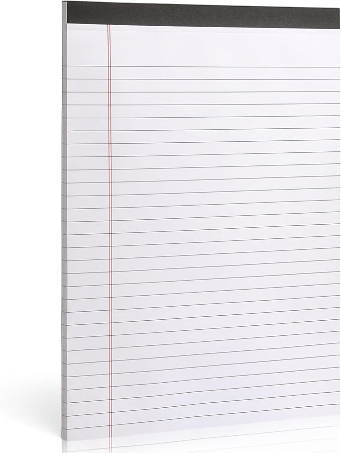 ZZTX Legal Pads 8.5 x 11 Inch White Writing Notepad, Lined Writing Pads for Work Office School, 50 Sheets Per Pad, A4, 1 Pack