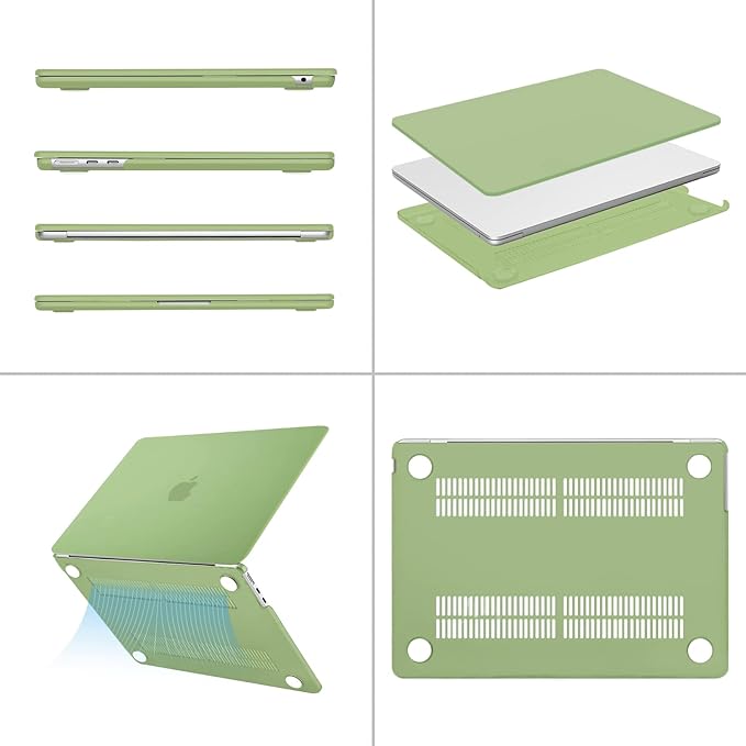 MOSISO Compatible with MacBook Air 13 inch Case 2025 2024 2023 2022 M4 A3240 M3 A3113 M2 A2681, Plastic Hard Shell&Keyboard Cover&Screen Film&Type C for MacBook Air 13.6 inch Case, Chartreuse