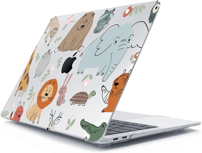 for MacBook Air 13 inch Case 2021 2020 2019 2018 A2337 M1 A2179 A1932, Plastic Hard Shell Case&Keyboard Cover&Screen Protector&Webcam Cover Compatible with MacBook Air 13" Retina, Cute Animal