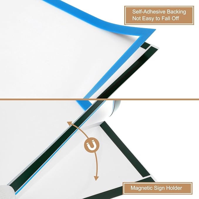 uxcell 6 Pcs Magnetic Sign Holder, 8.3" x 11.7" Self-Adhesive Magnetic Wall Signs Holder Magnetic Picture Frame Document Holder for Home Office Wall Window Displays, Sky Blue