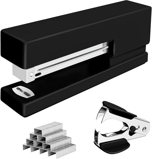 Office Desktop Stapler - 25 Sheet Capacity with 830 Staples and Staple Remover,Staplers for Desk,Non-Slip for School, Home, Black