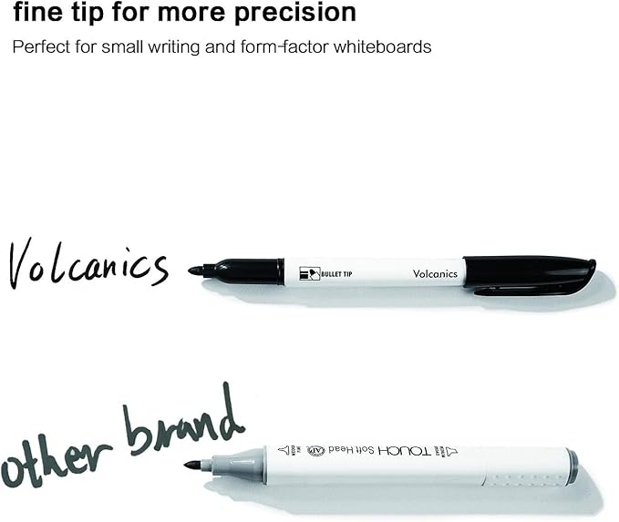 Volcanics Black Dry Erase Markers Bulk Pack of 60 Low Odor Fine Tip Whiteboard Pens for Whiteboard Dry Erase Calendar