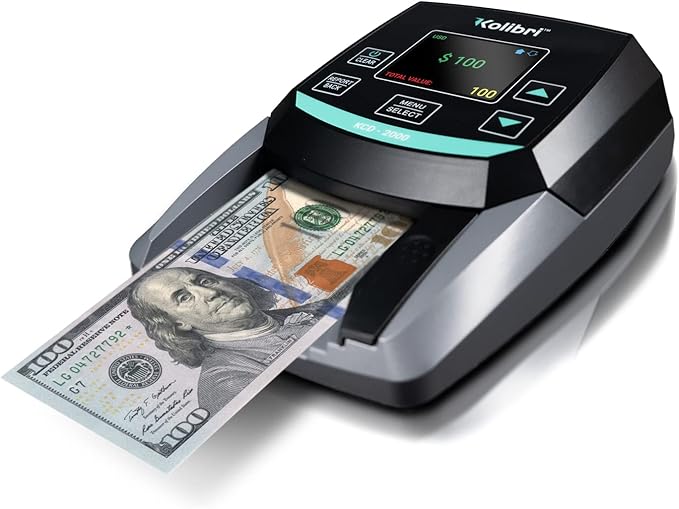 KOLIBRI KCD-2000 Advanced Counterfeit Bill Detector | All-Orientation Counterfeit Detection Bill Counter | Money Counter by Denomination | Detect Fake Bills Fast