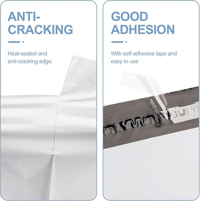 Metronic Poly Mailers 12x15.5 500pcs White Shipping Bags for Clothes Bulk,Self Adhesive Shipping Envelopes for Small Business,Waterproof Mailers Poly Bags for Shipping,Packaging Mailing Bags