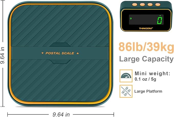 THINKSCALE Shipping Scale for Packages, 86lb/0.1oz Digital Shipping Postal Scale-Hold and Tare Function, Mail Scale Fold up Holder, Postage Scale, Package Scale, Battery&Type-C Charging Cable