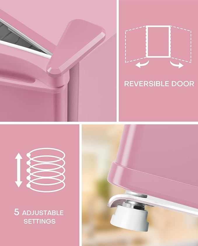 Upstreman 1.7 Cu.ft Mini Fridge with Freezer, Dorm Essentials, Adjustable Thermostat, Energy Saving, Low Noise, Single Door Compact Refrigerator for Dorm, Office, Bedroom, Pink-FR17