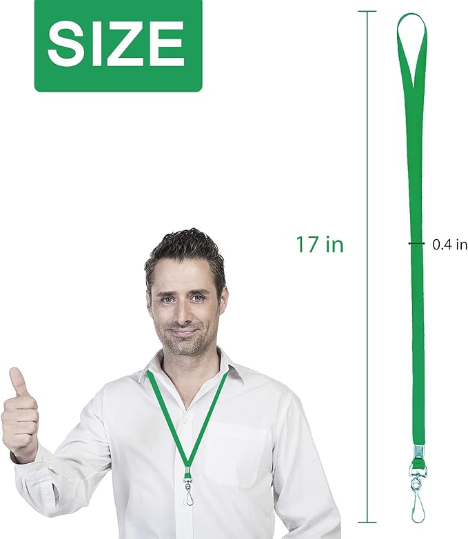 Green Lanyards Bulk 50 packs Lanyards for ID Badges,Lanyards with Swivel Hook Clips for Name Tag Lanyard ID Holder