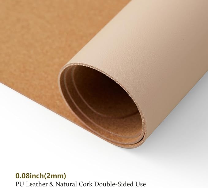 Cork Apricot Desk Mat - Dual-Sided Desk Pad for Office and Home - Desk Organization and Accessories - Ideal for Large Mouse Pad and Desk Mats on Top of Desks(36"x 17")