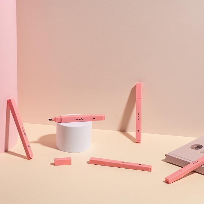 DIVERSEBEE Bible Highlighters with Soft Chisel Tip, 5 Pack Single Color Pens No Bleed, Quick Dry, Cute Aesthetic Markers for Bible Study Journaling Supplies (Pink)