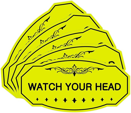 Signs ByLITA Victorian Watch Your Head Sign (Yellow/Black) - Small 5 Pack
